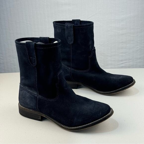 ZIGI Girl Canon Black Suede Boots Women’s Size 7 Rugged Slouch Biker Ankle Boot - Picture 1 of 12